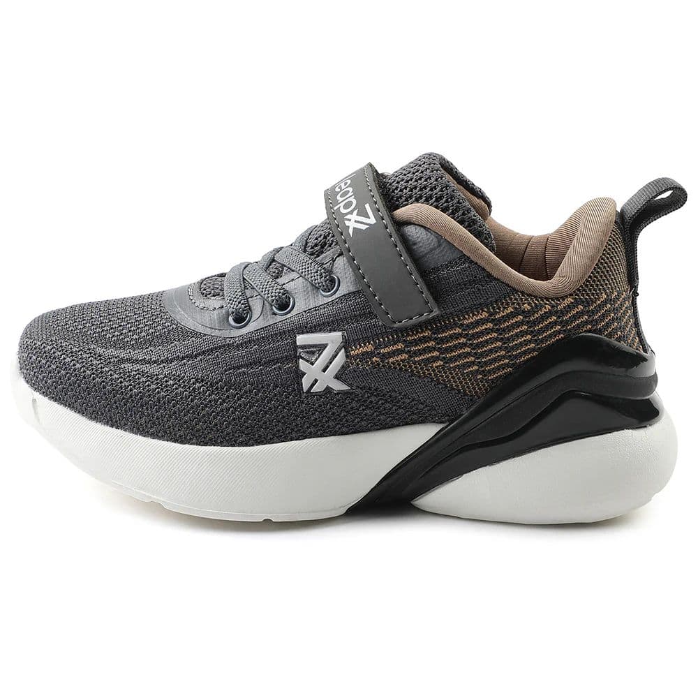 Leap7x Dark Grey Sports Lacing Running Shoes For Kids COVER-02 By Liberty — photo 3