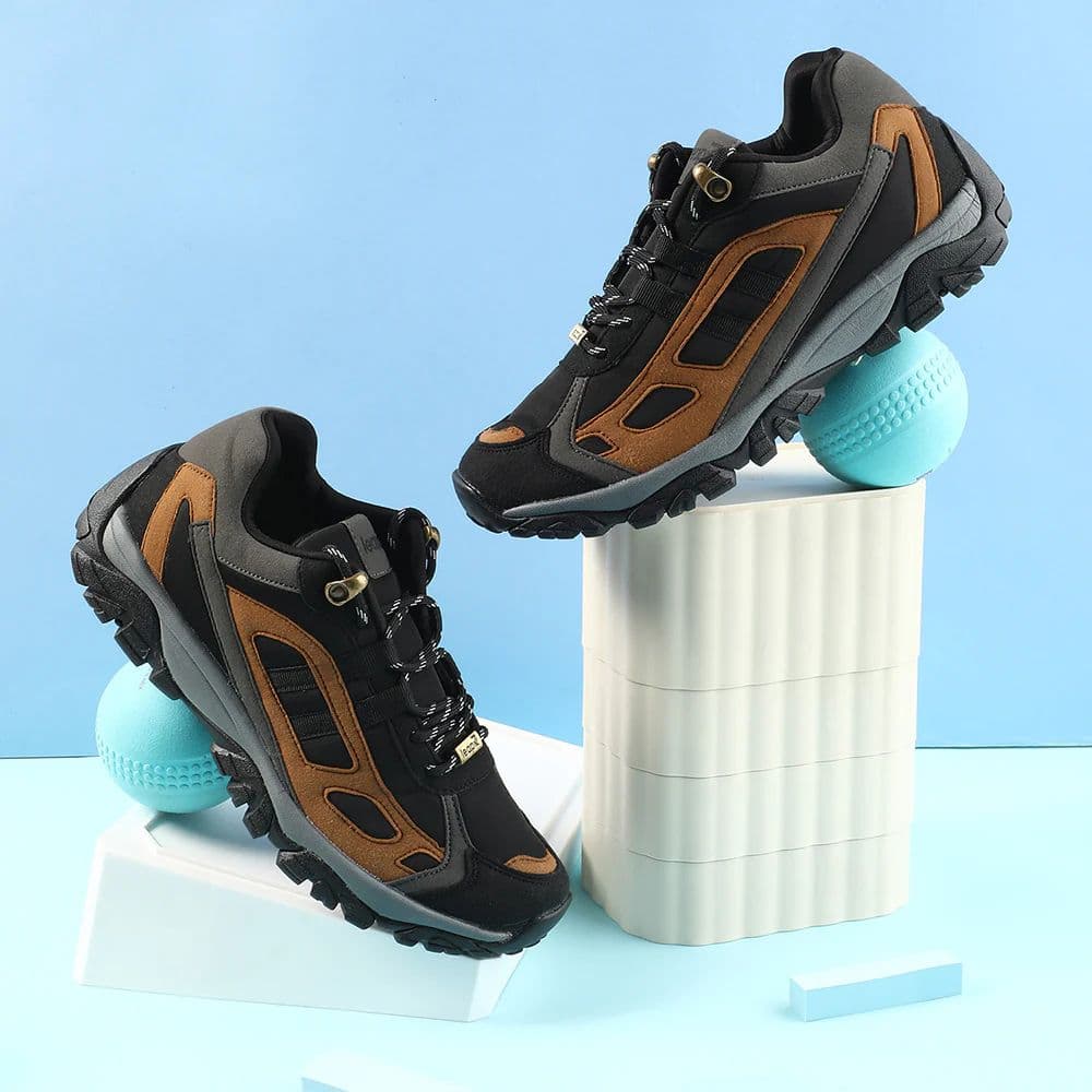 Leap7x Black Sports Lacing Running Shoes For Men EAST-1 By Liberty — photo 3
