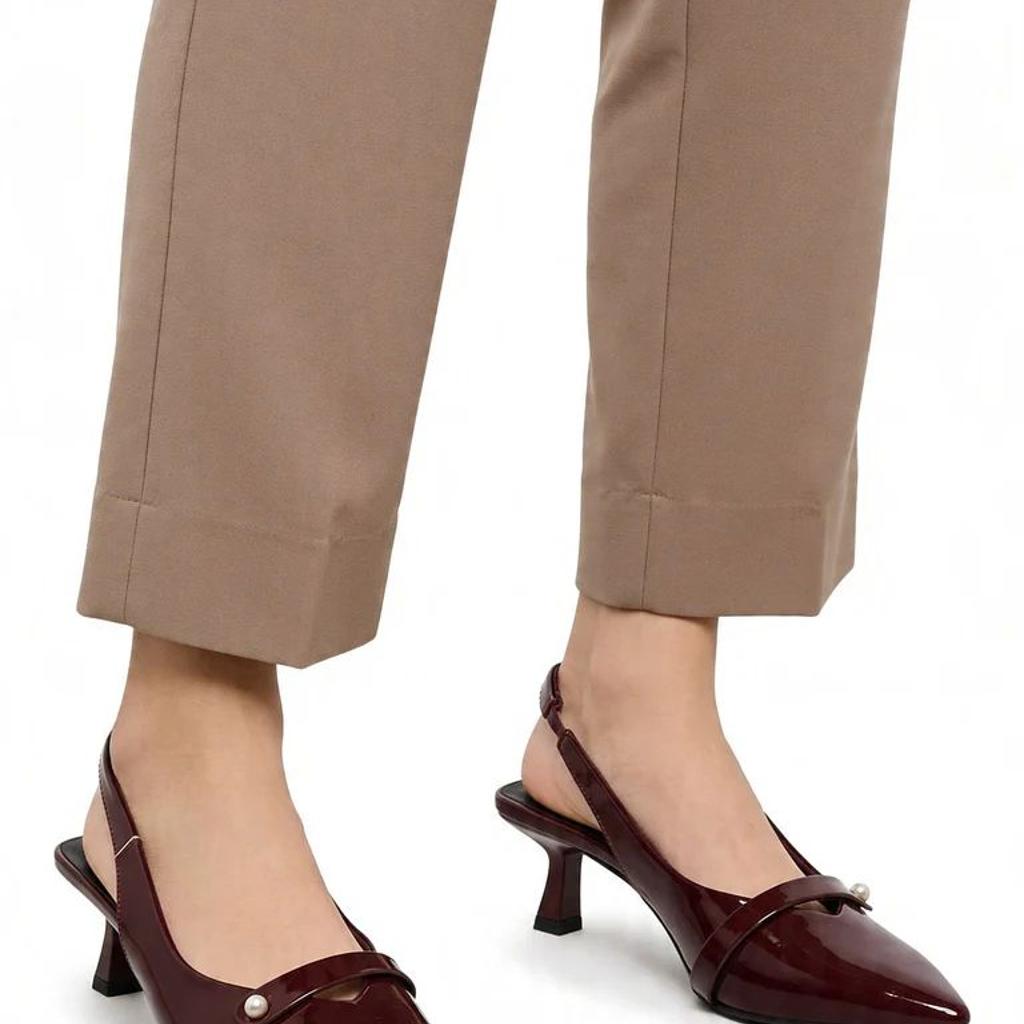 LUNA BLU Burgundy Pearl Embellished Kitten Heel Mules