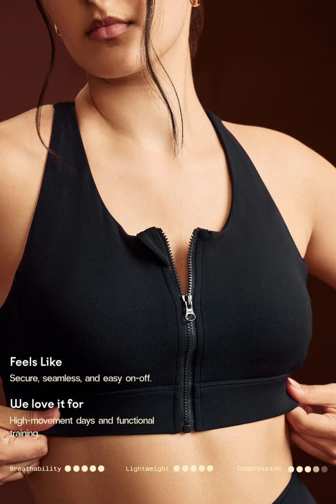 Black LevelUp Front Zip Sports Bra — photo 6