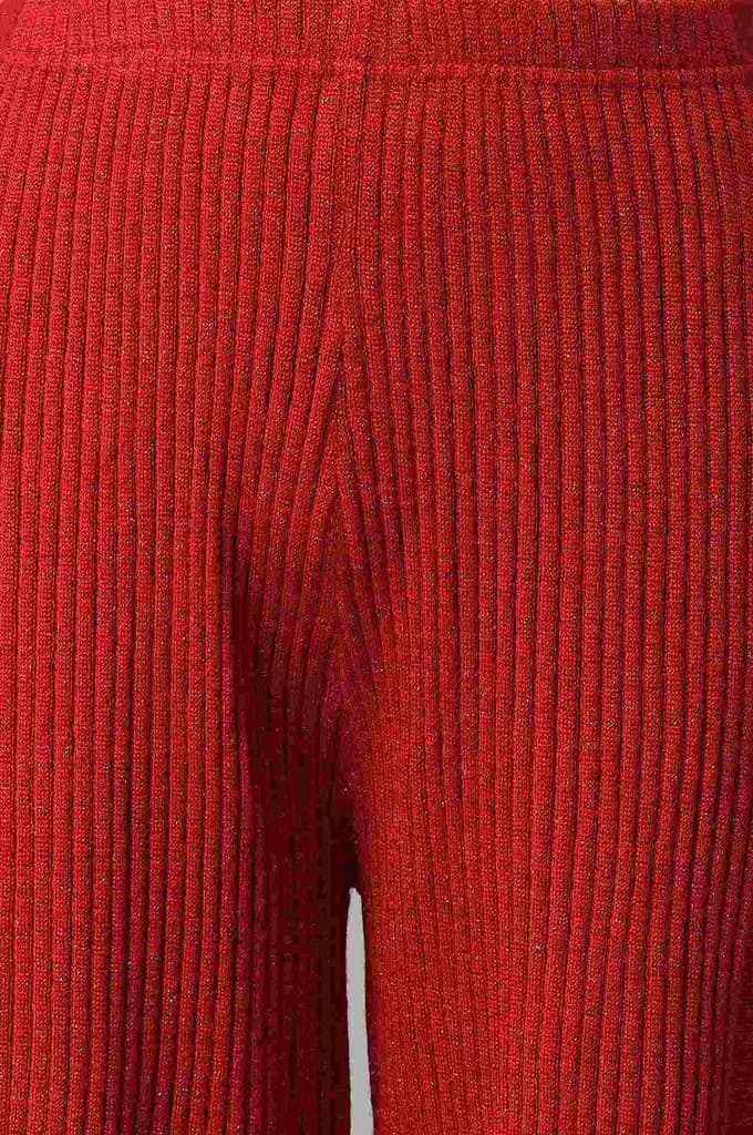 Red Solid Wide Leg Acrylic Palazzo With Elasticated Waist — photo 6
