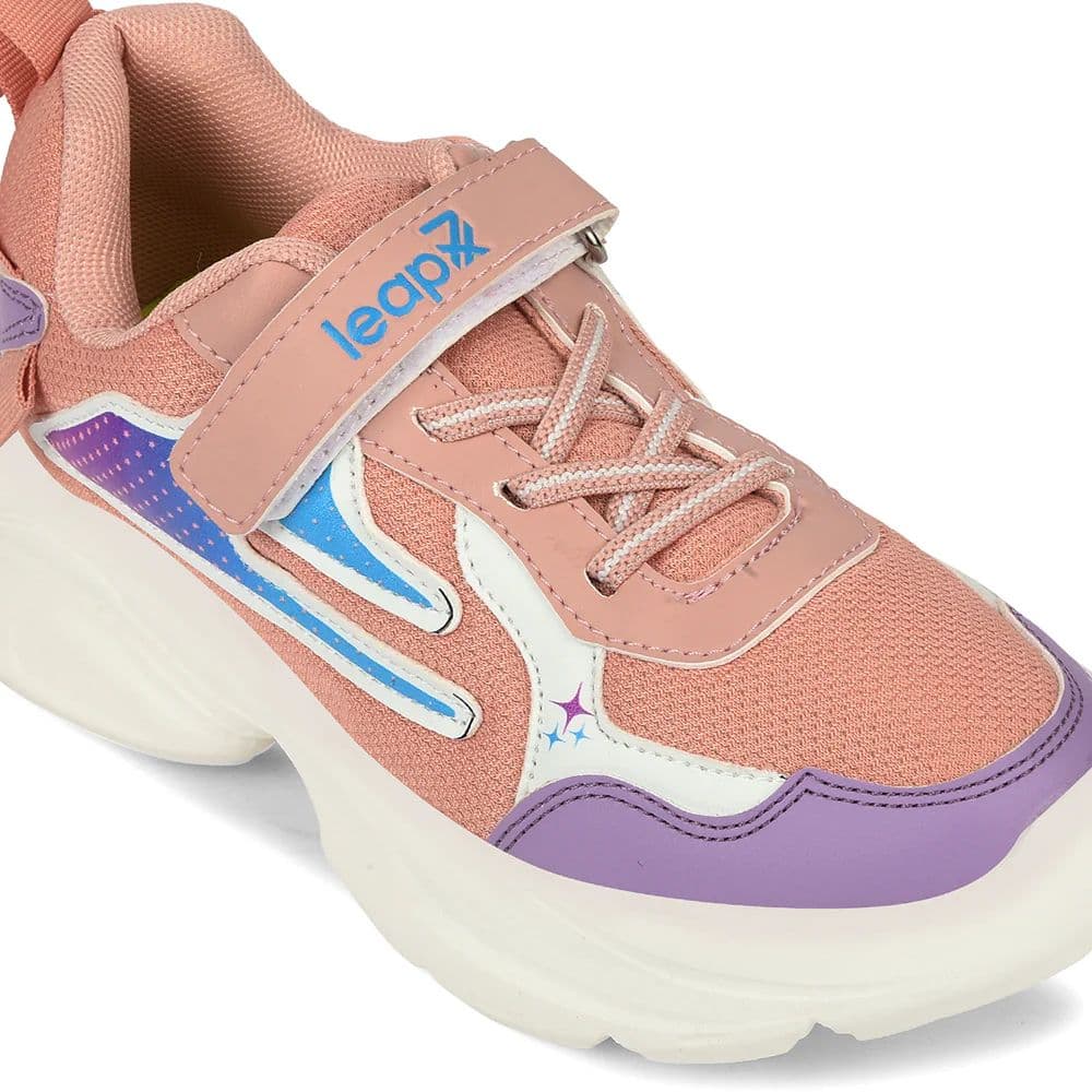Leap7x Peach Sports Non Lacing Walking Shoes For Kids ZEOX-2 By Liberty — photo 4