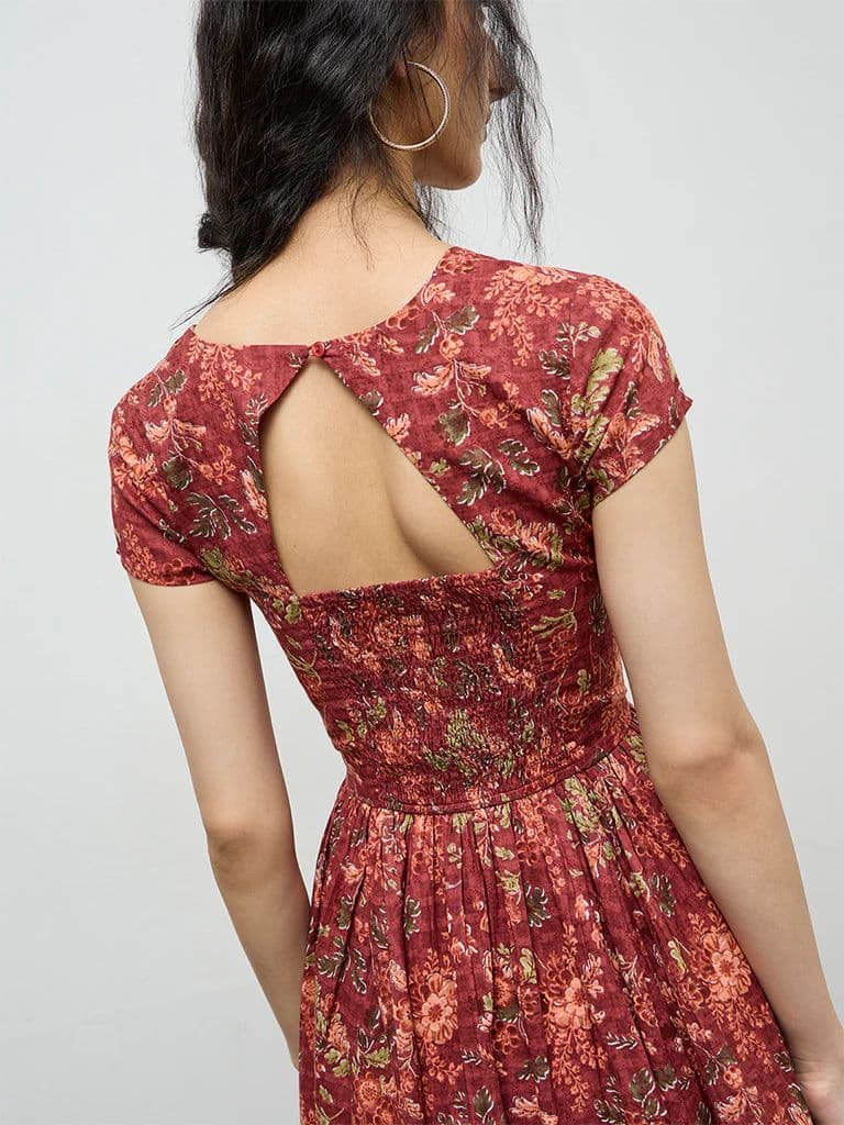 Bombay Paisley Rust Printed Cotton A-Line Dress — photo 3