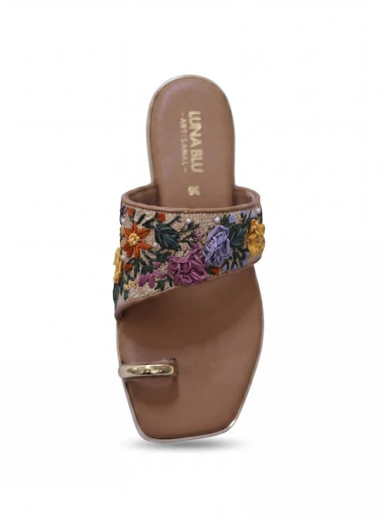 LUNA BLU Multicolor Floral-Embroidered Kolhapuri Sandals — photo 4