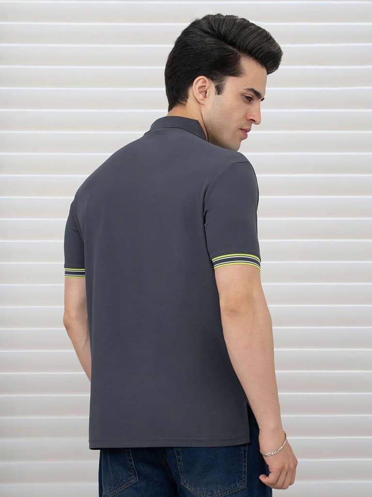 T Shirts for Men in Dark Grey | Polyester Polo T Shirt — photo 3