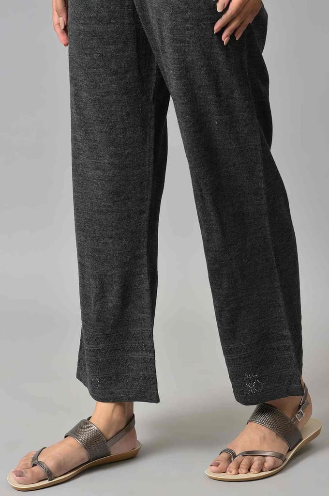 Grey Geometric Straight Fit Palazzo With Elasticated Waist — photo 8