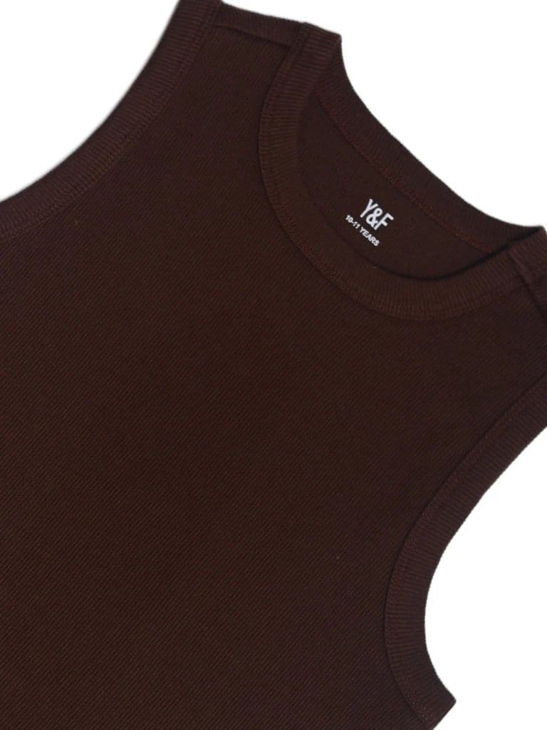 Y&F Kids Boys Brown Slim-Fit Cotton-Blend Vest — photo 5