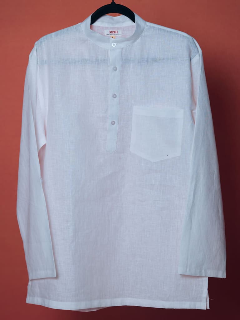 Sadabahar White Linen Short Kurta | Mr.Saa (Mr.सा) — photo 9