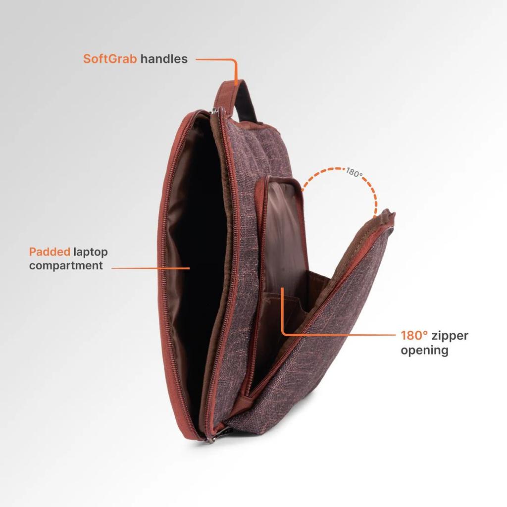 Golkonda Brass Signature Laptop Sleeve - 14inch (Brown) — photo 4