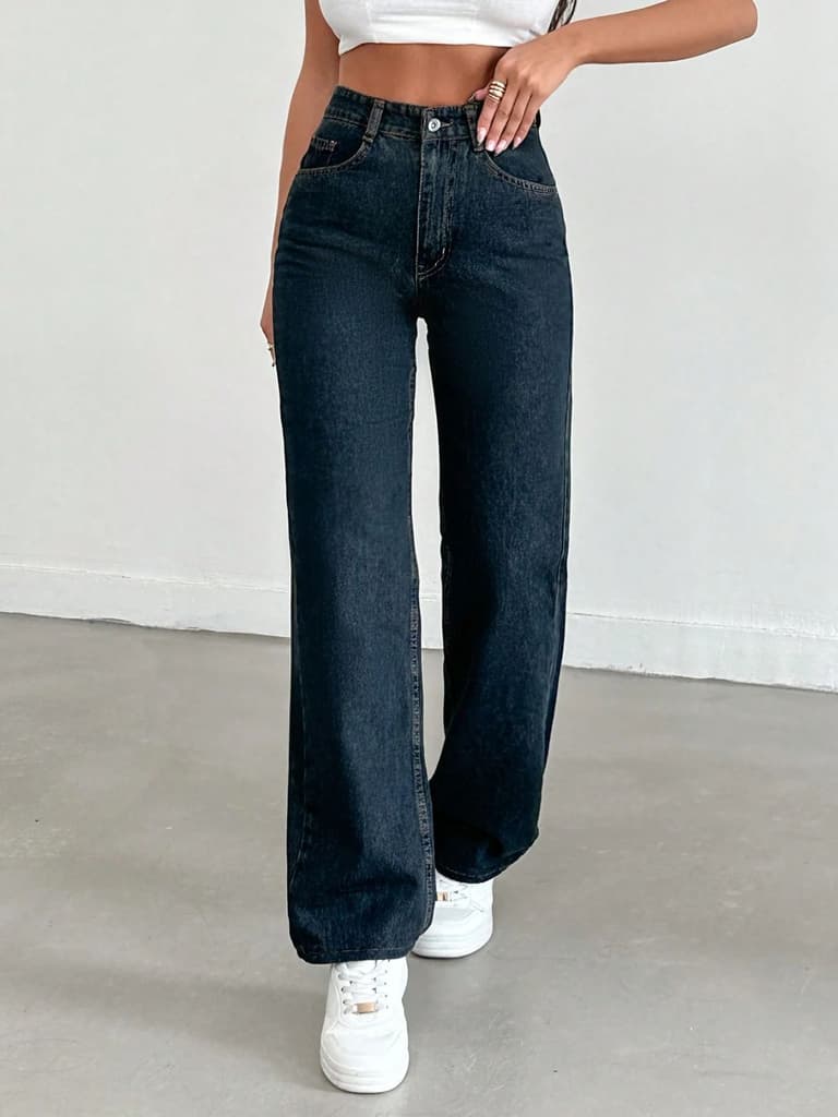 Cosmic Blue Dad Fit Straight Jeans — photo 2