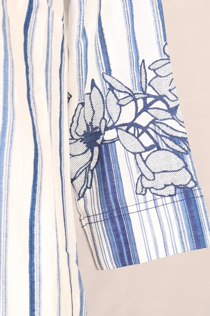 White Striped Straight Kurta and Pants Set — photo 2