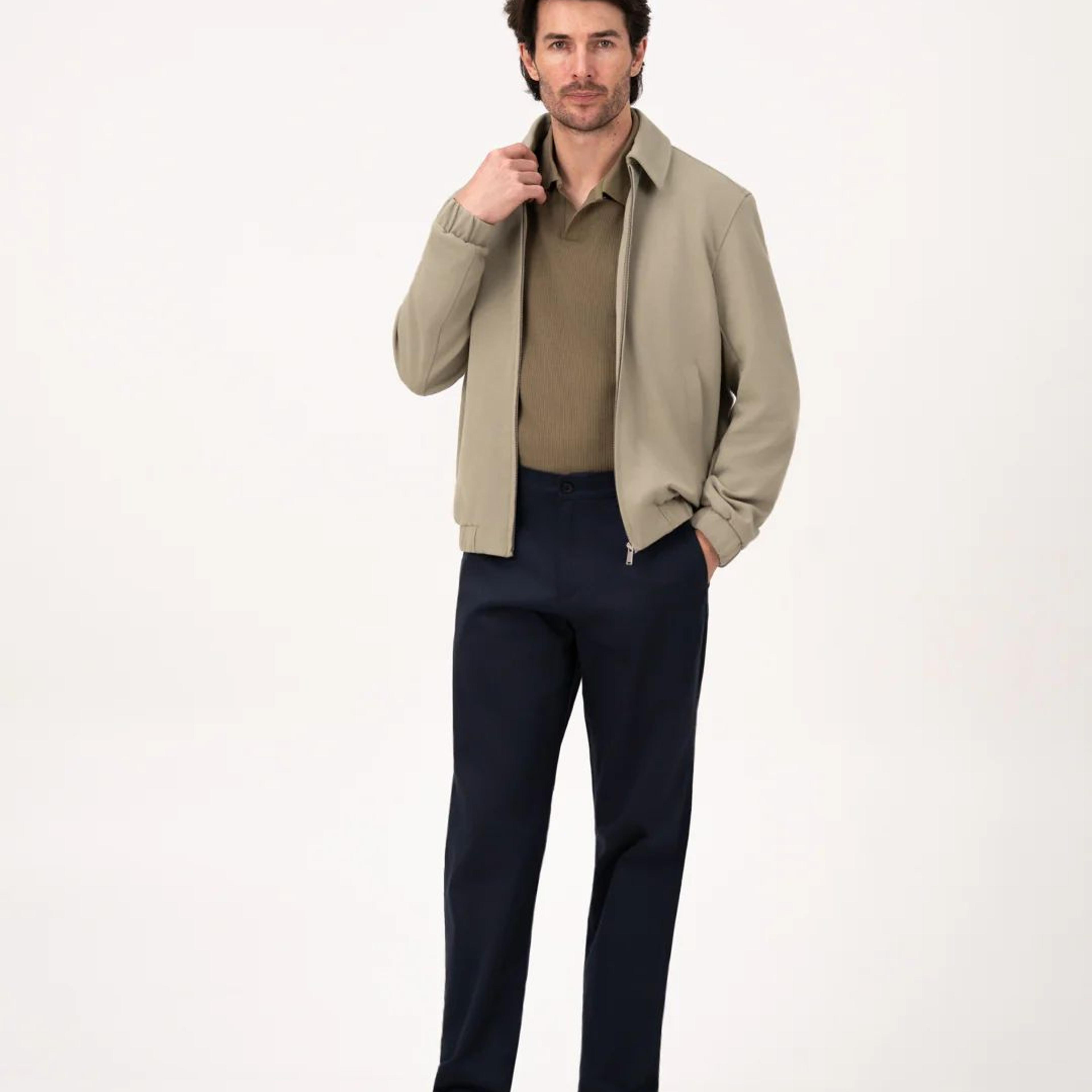 Celestra Navy Relaxed Fit Stretch Chinos for Men