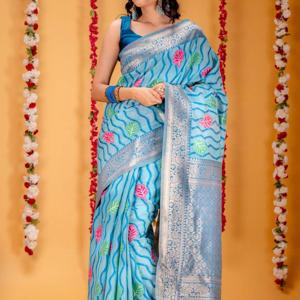 Mimosa Women's Woven Design Kanjivaram Style Art Silk Saree With Blouse Piece : SA00001600SFFREE