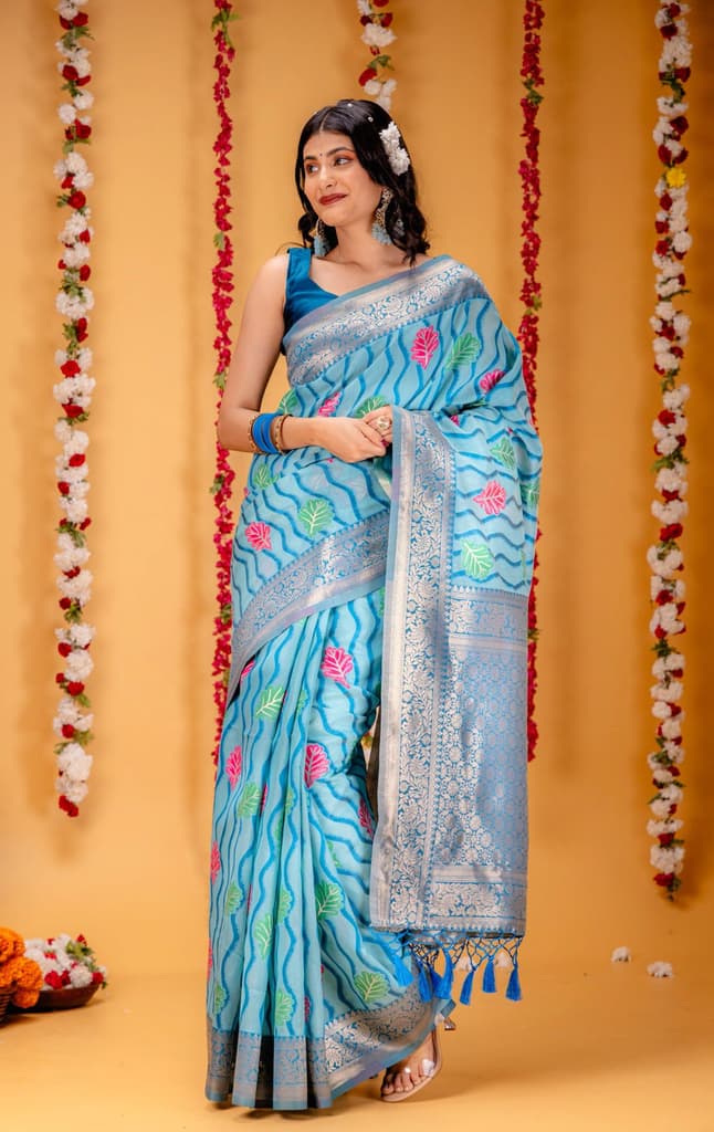 Mimosa Women's Woven Design Kanjivaram Style Art Silk Saree With Blouse Piece : SA00001600SFFREE — Saffire