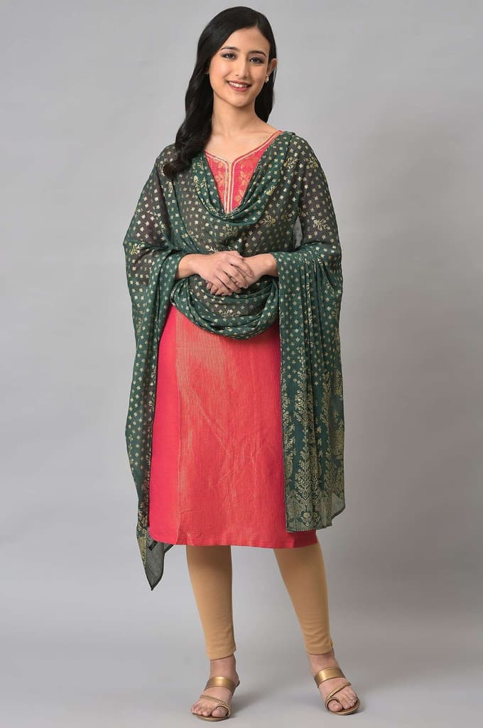 Green Silver Chiffon Printed Dupatta — photo 3