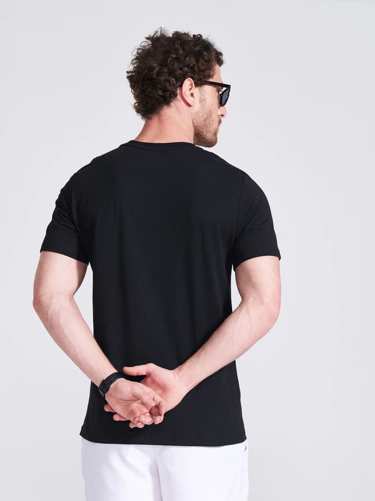 Men's Black Printed Round Neck T-Shirt — photo 5