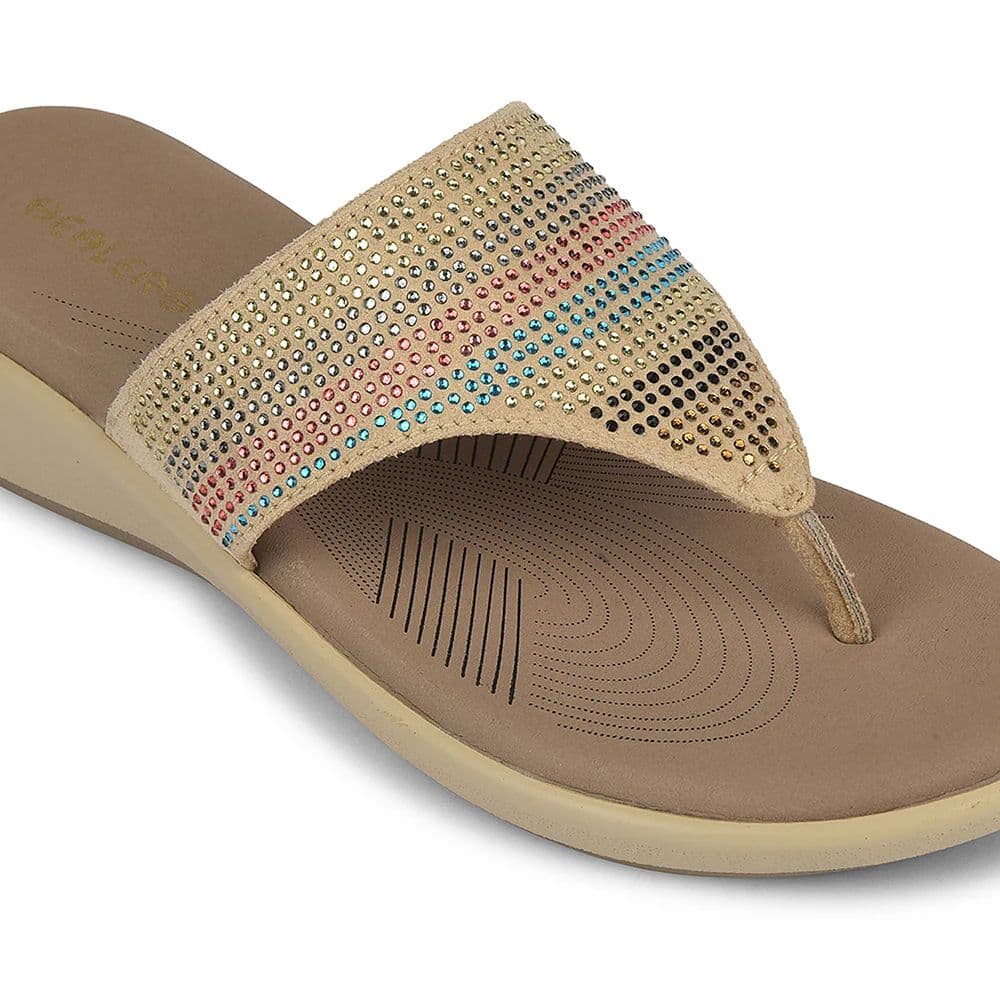 Healers Beige Casual Heeled Sandal For Women JFL-69 By Liberty — photo 4
