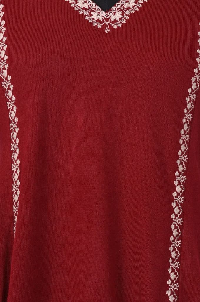 Maroon Embroidered Thread Work Acrylic A-line Kurta — photo 2