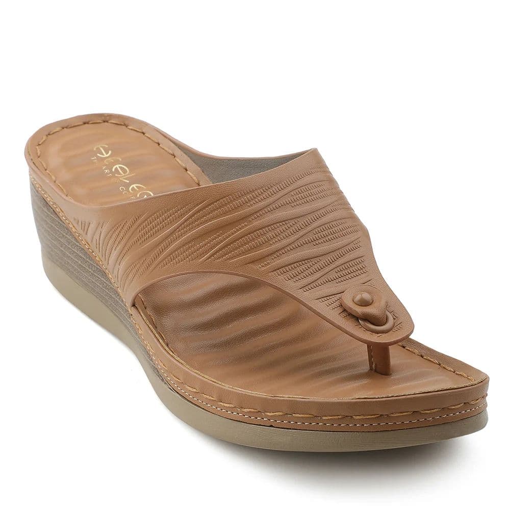 Healers Tan Wedge Heel Sandal For Women ZQ-FD-54 By Liberty — 3/36 / Tan