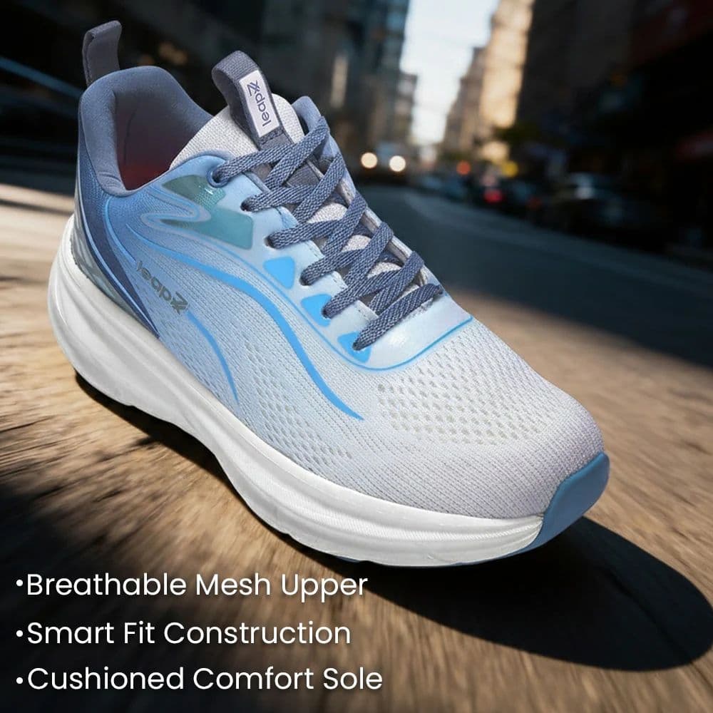 Leap7X DRIVSTEP-E Teal Blue Sports Lacing Running Shoes for Men by Liberty — photo 3