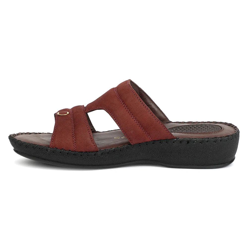 Healers Maroon Casual Flat Sandal for Women JFL-80 by Liberty — photo 3