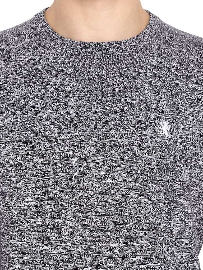Sweaters for Men in Black | Cotton Round Neck Full Sleeve Sweater — photo 5