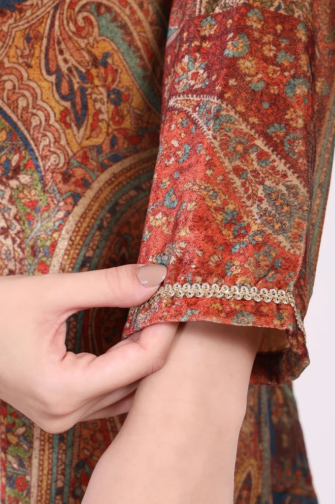 Maroon Paisley Embellished Straight Kurta — photo 7