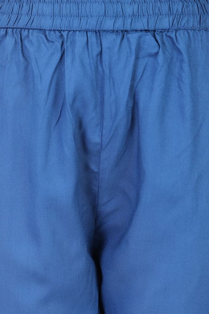 Blue Solid Pure Cotton Straight Fit Pants — photo 3