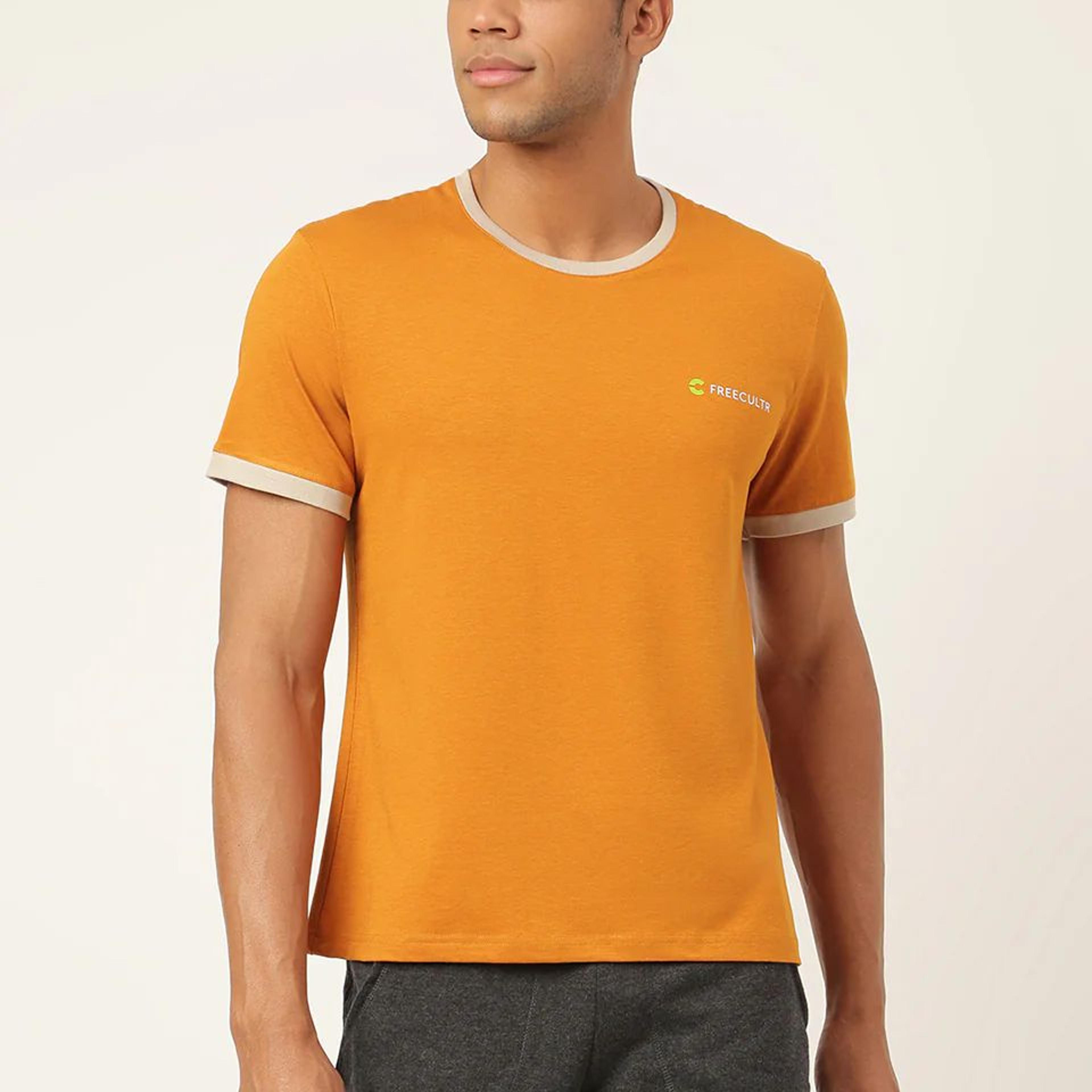 Mustard Yellow Men's Organic Bamboo Casual Tees - Crew Neck (Pack Of 1)