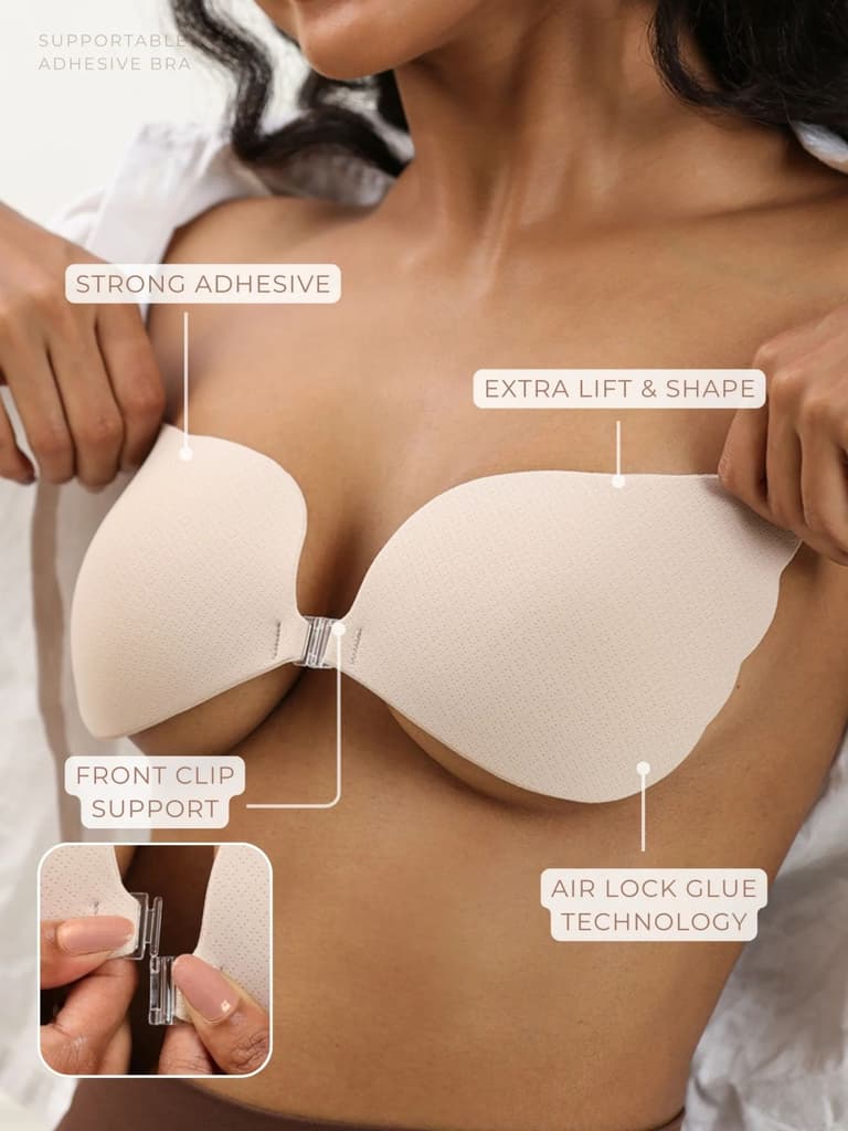 Adhesive Bra with Front Clip – Cotton, AirLock Glue, Extra Lift & Shape, Seamless Invisible Finish — photo 4