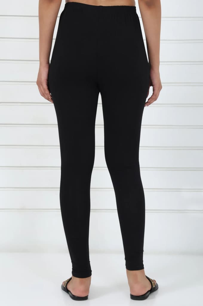 Elleven Women's Black Solid Cotton Lyrca Skinny Fit Tights — photo 4
