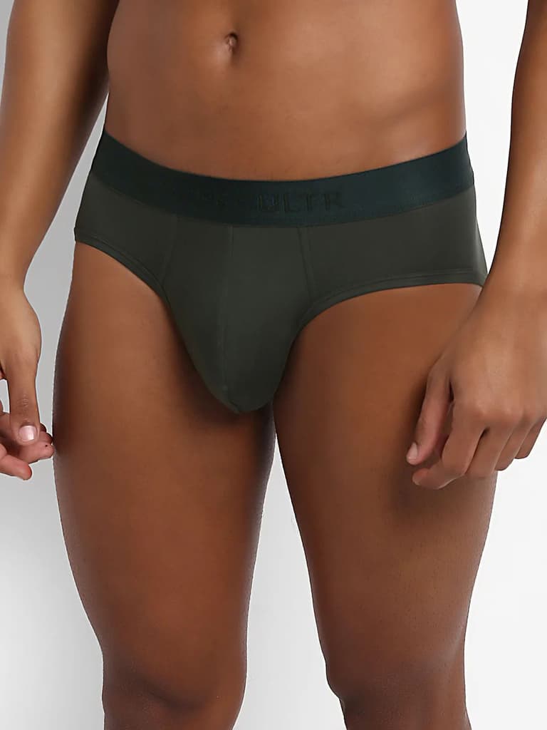 Men's Anti-Bacterial Micro Modal Brief in Solid Waistband (Pack of 1) — Avocado Green / S / Men