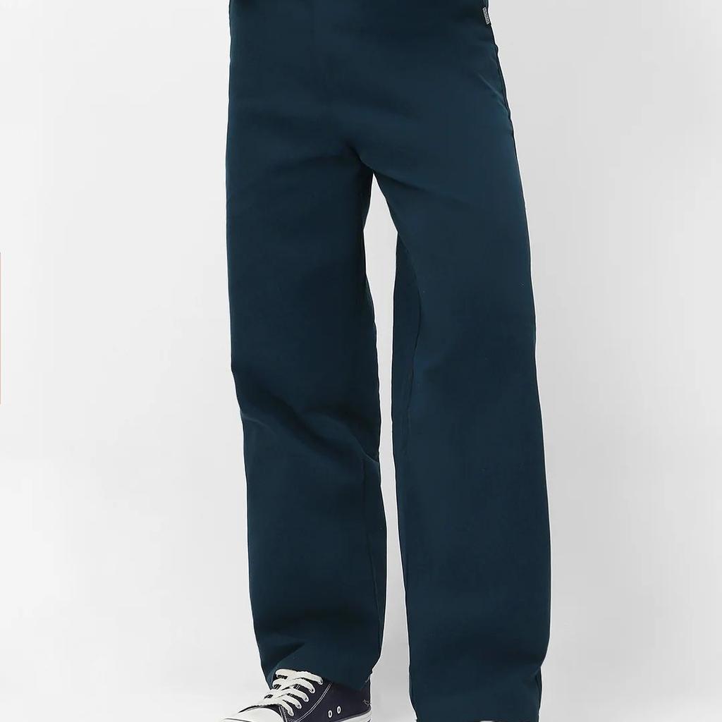 Men's Navy Loose Baggy Fit Solid Chino Trousers Non-Stretchable