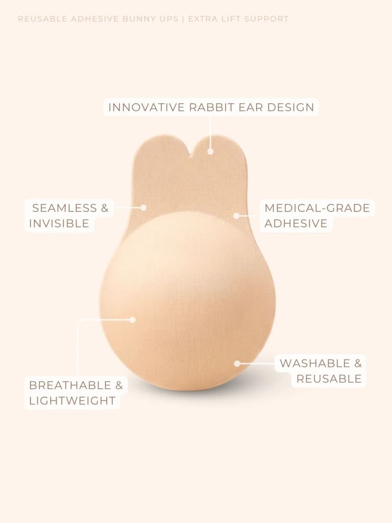 Reusable Adhesive Bunny Ups – Rabbit Ear Lift Design, Non-Adhesive Nipple Zone, Extra Lift Support — photo 3
