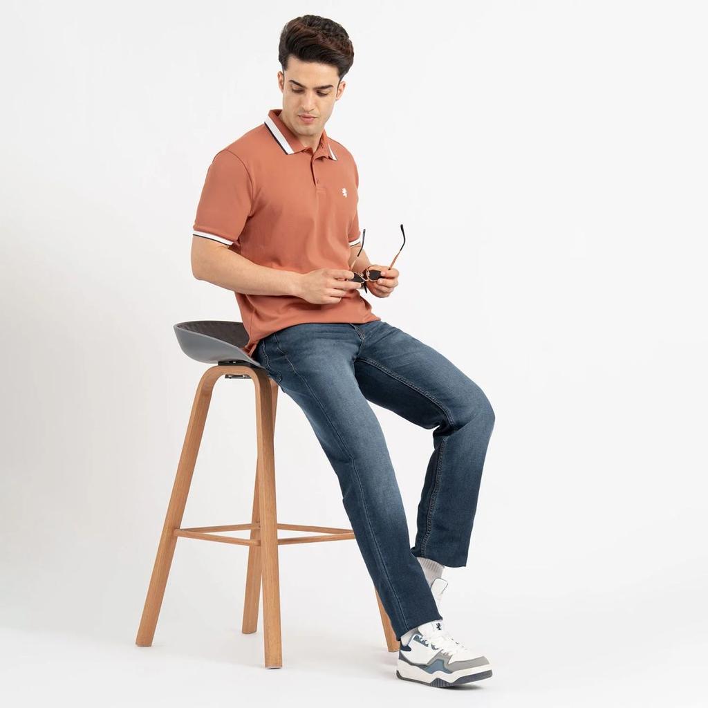 T Shirts for Men in Burnt Orange | Polo Half Sleeve T Shirt — photo 5