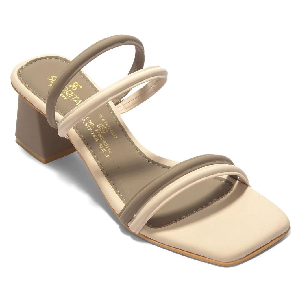 Senorita STY-162E Beige Casual Heeled Slippers for Women by Liberty