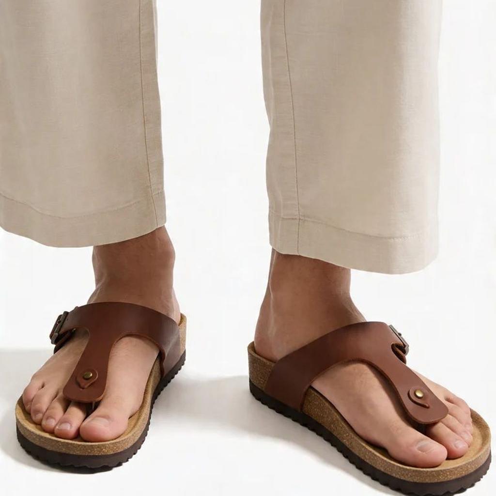 SOLEPLAY Brown Buckle-Detailed Thong Strap Sandals