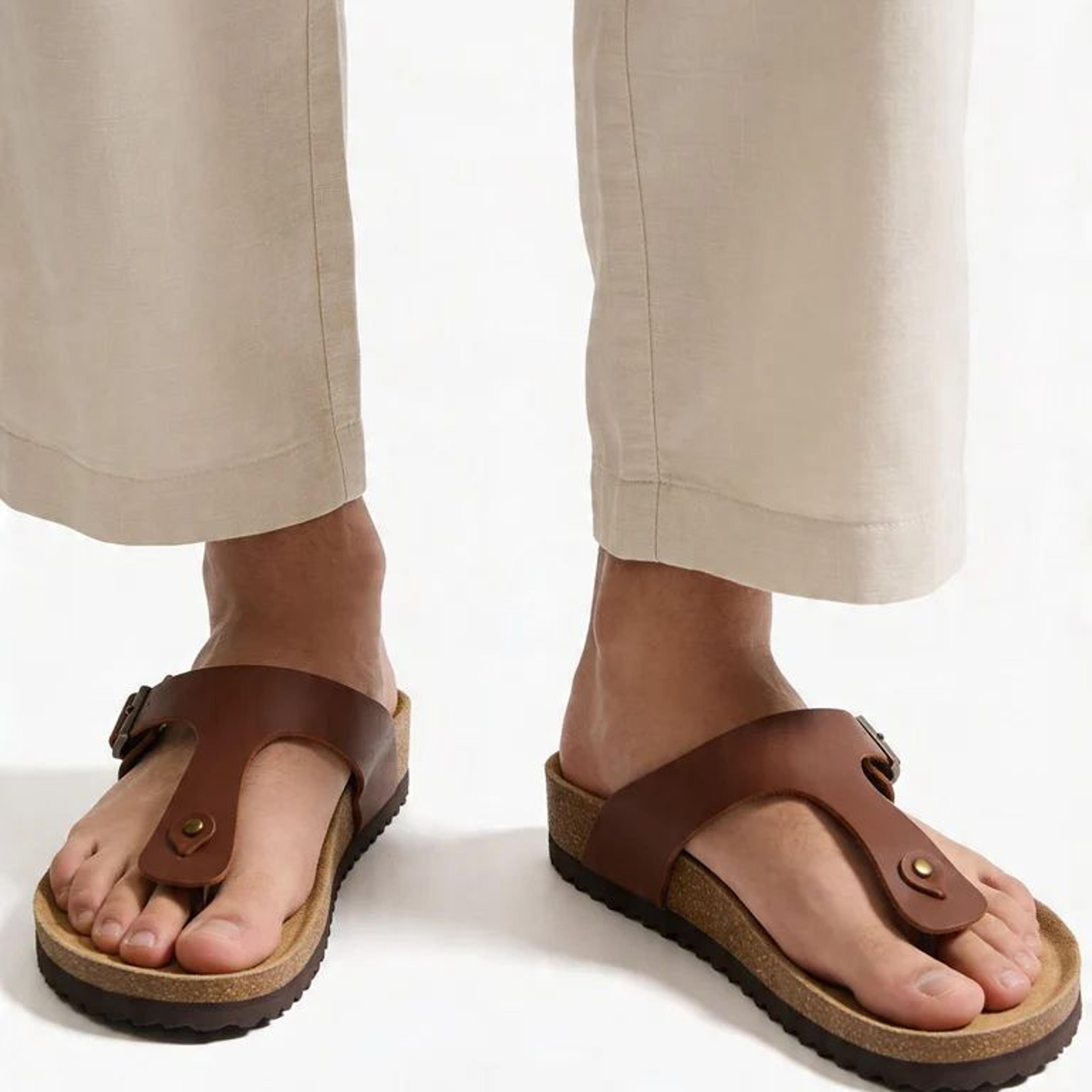 SOLEPLAY Brown Buckle-Detailed Thong Strap Sandals