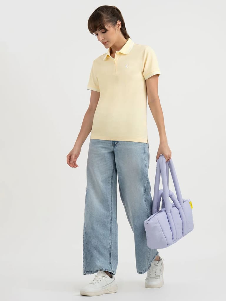 Polo T Shirts for Women in Pastel Yellow — photo 5