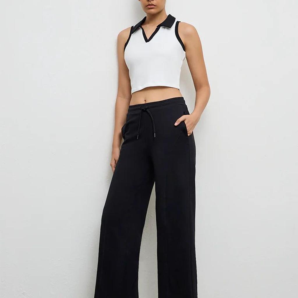 Nuoflexx Black High-Rise Cotton Pants