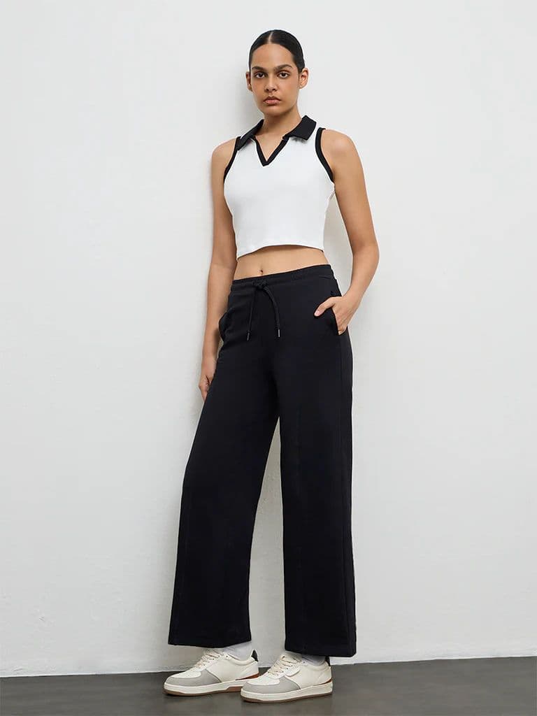 Nuoflexx Black High-Rise Cotton Pants