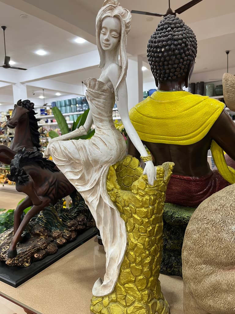 White Statue of Woman in Dress | Sculpture | Porcelain | White