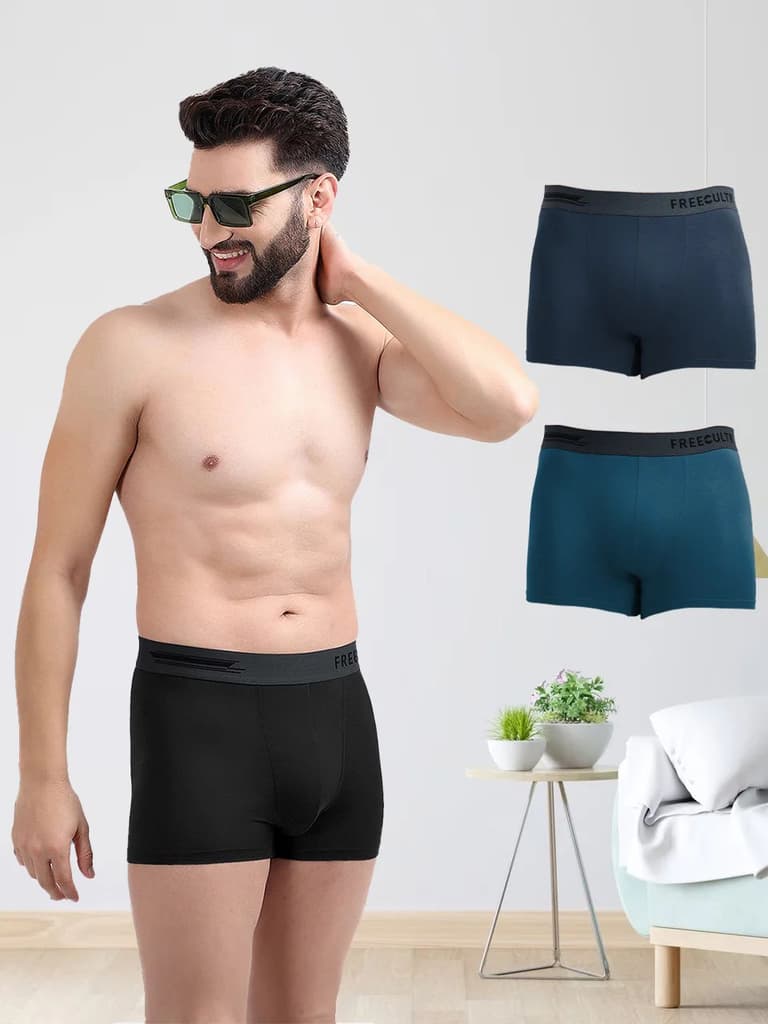 Men's Anti-Bacterial Micro Modal Trunk in Contrast Waistband (Pack of 3) — photo 2