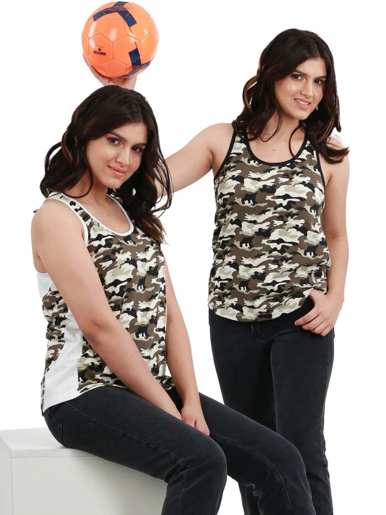 Camouflage Printed Bamboo Tank Top For Women (Pack of 2) — Camouflage / S / Women