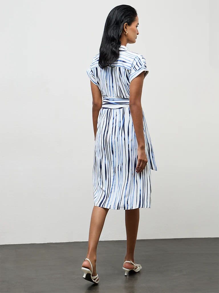 Wardrobe White Stripe Printed Shirt Dress — photo 4