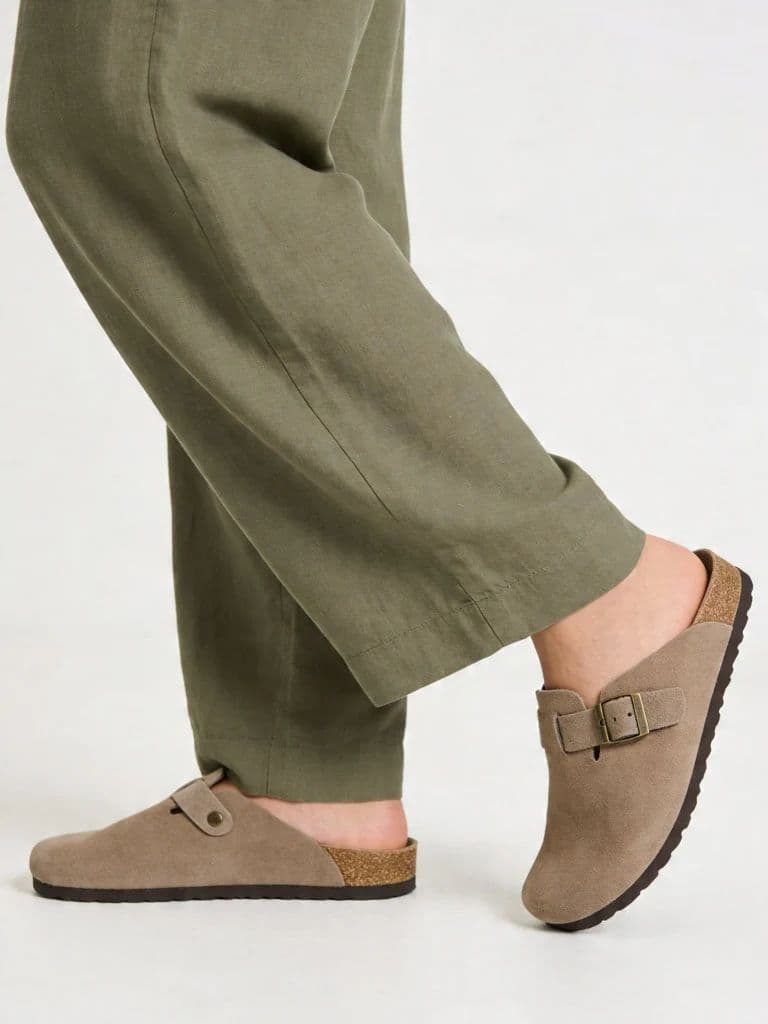 SOLEPLAY Taupe Suede Slip-On Mules