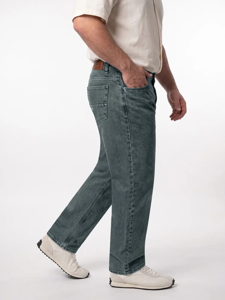 Plus Men's Light Blue Relaxed Fit Washed Denim Jeans Non-Stretchable — photo 2