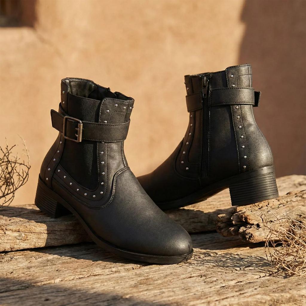 Senorita Black Casual Non Lacing Boots for Women BOOST-1E By Liberty — photo 2