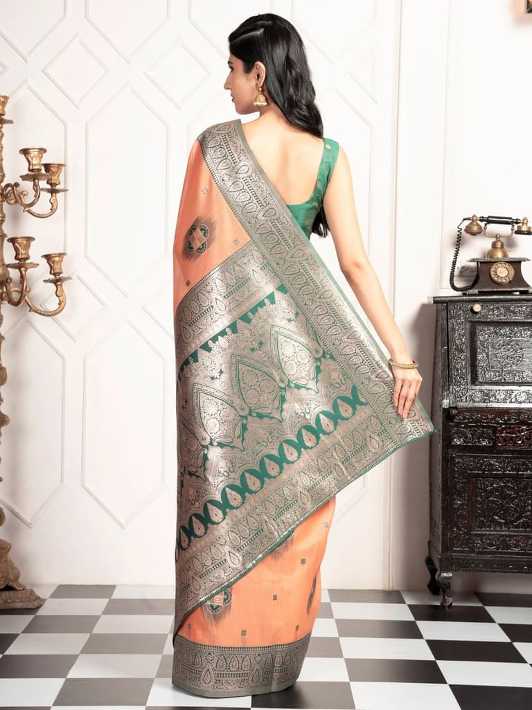 Mimosa Women's Woven Design Kanjivaram Style Art Silk Saree With Blouse Piece : SA00002066PCFREE — photo 4