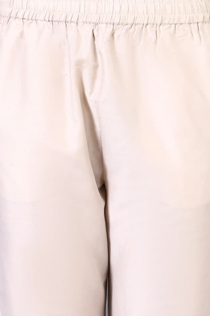 Cream Mirror Embroidered Chanderi Straight Kurta, Pants and Dupatta Set — photo 8